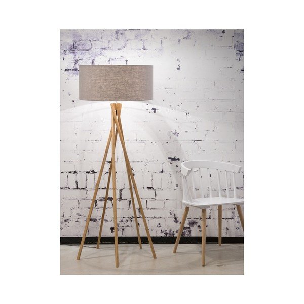 Подова лампа със светлосив абажур и бамбукова структура Kilimanjaro - Good&Mojo-image-1