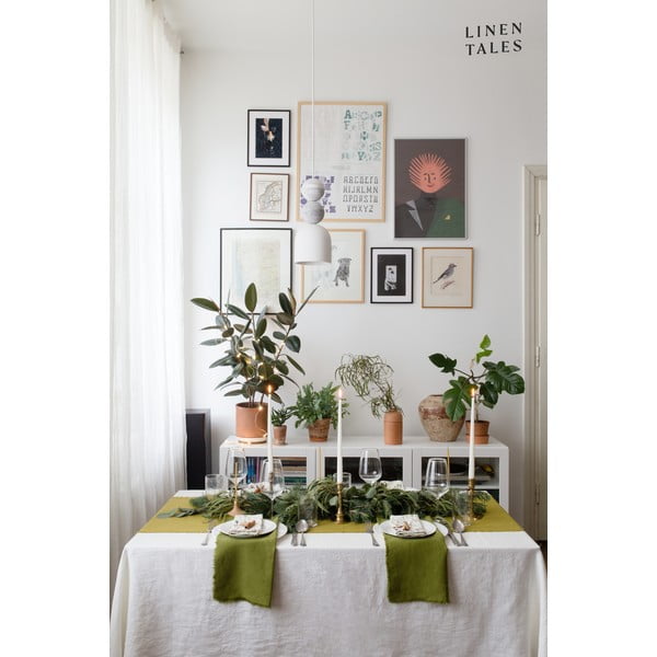 Класическа бяла ленена покривка за маса, 140 x 200 cm - Linen Tales-image-1