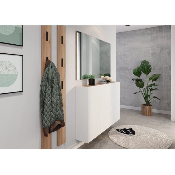 Бяло висящо шкафче от декор от дъб  138x87x25 cm Libbiano – Germania-image-4