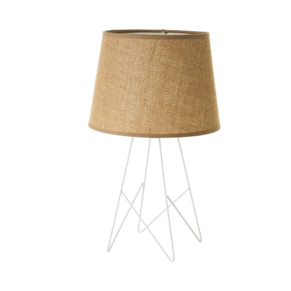 Бяла естествена настолна лампа с текстилен абажур (височина 38,5 cm) - Casa Selección