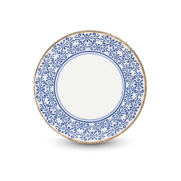 Бяла/синя десертна порцеланова чиния ø 16 cm Azul – BonBistro