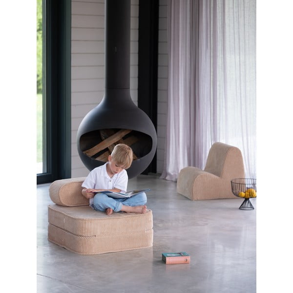 Светлокафяв детски стол от рипсено кадифе Flip – Wigiwama-image-3