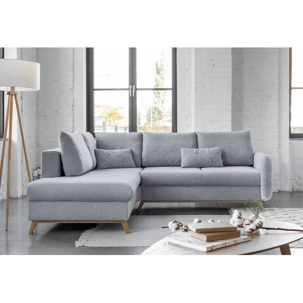 Светлосив ъглов разтегателен диван ляв ъгъл, Scandic Lagom - Miuform-image-1