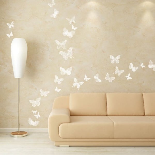 Комплект от 26 шикозни пеперуди Бели стикери - Ambiance