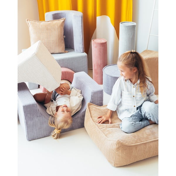 Синьо  велурено игрище от пяна 75x49x37 cm Rainbow Montessori – Wigiwama-image-2