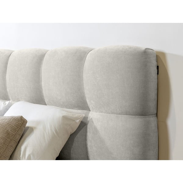 Светлосиво двойно тапицирано легло с включена подматрачна рамка 180x200 cm Kumo – Bobochic Paris-image-1