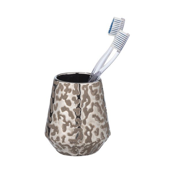 Керамична чаша за четка за зъби в сребристо Burgos - Wenko-image-2