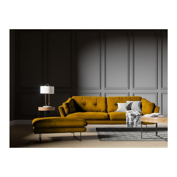 Жълт пуф с кадифена покривка Gravity - Windsor & Co Sofas-image-3