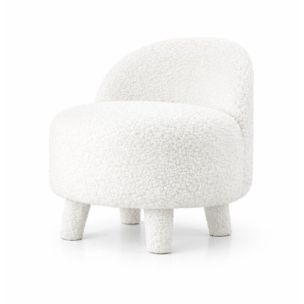 Бял детски фотьойл от плат букле Moouv – Artie