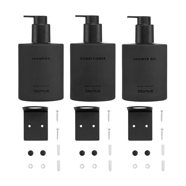 Черни стенни стъклени диспенсери за сапун 3 бр. 350 ml Kirei – Blomus-image-4