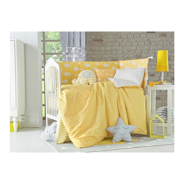 Жълто бебешко памучно спално бельо за единично легло с чаршаф Mike & Co. НЮ ЙОРК Карино, 100 x 150 cm - Mike & Co. NEW YORK