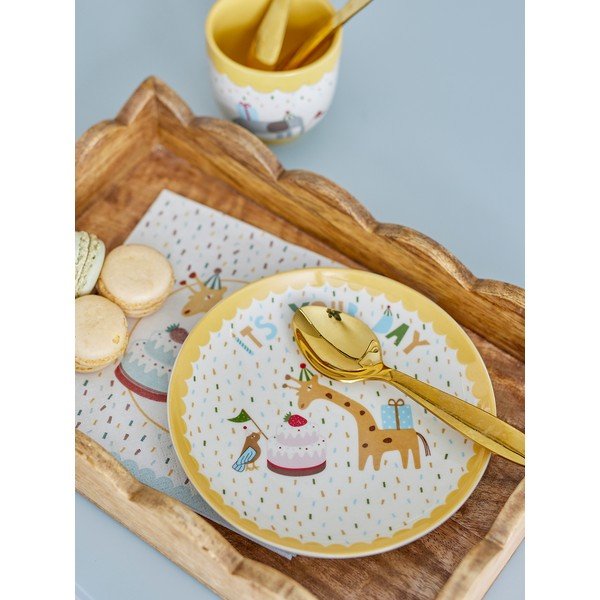 Жълта/кремава глинена детска чиния ø 16 cm Celebrate – Bloomingville Mini-image-1