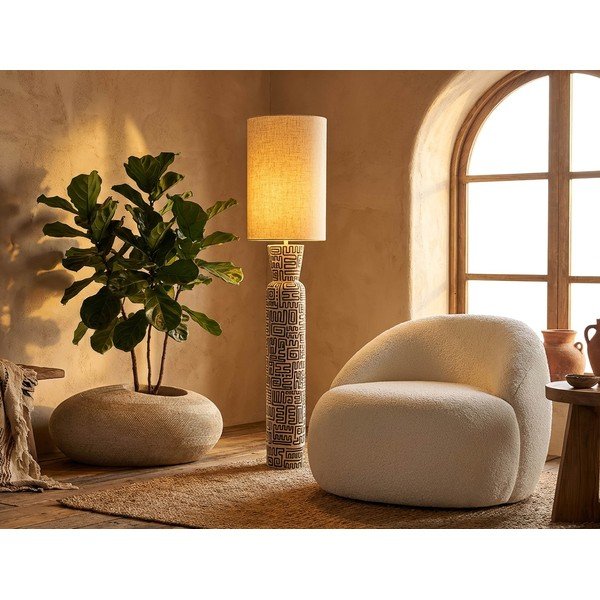 Черна/кремава подова лампа с текстилен абажур (височина 145 cm) Nairobi – Mauro Ferretti-image-1