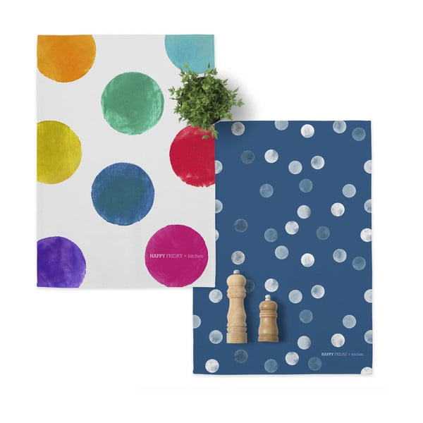 Комплект от 2 памучни кухненски кърпи , 70 x 50 cm Confetti - Happy Friday Basic