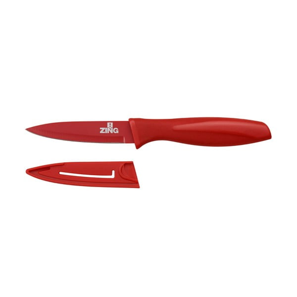 Červený krájecí nůž s krytem Premier Housewares Zing, 8,9 cm