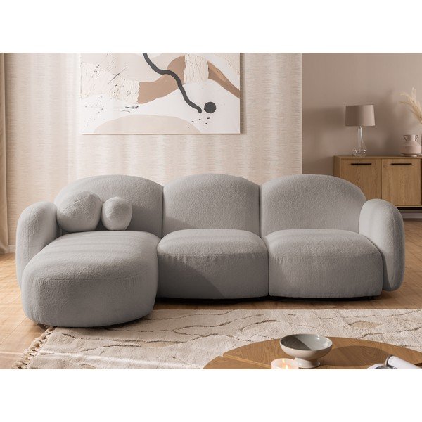 Сив ъглов диван от букле (ляв ъгъл) Orbit – Ropez-image-1