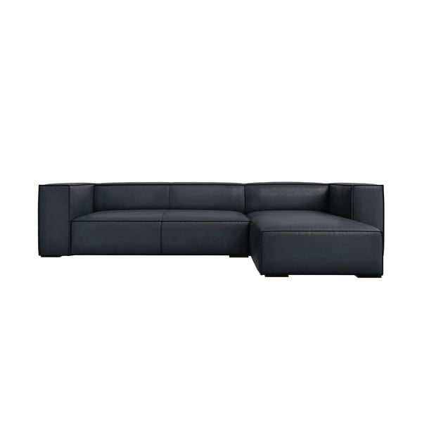 Тъмносин кожен ъглов диван (десен ъгъл) Madame – Windsor & Co Sofas
