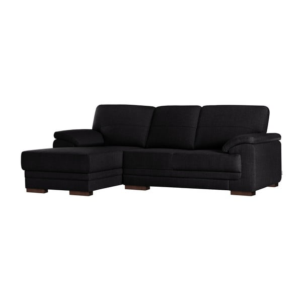 Черен ъглов разтегателен диван с шезлонг Casavola, ляв ъгъл - Florenzzi