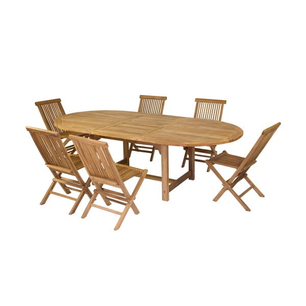 Комплект от 6 стола и маса за хранене, изработени от тиково дърво - Santiago Pons