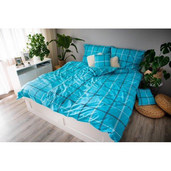 Тюркоазено памучно спално бельо за единично легло Dita, 140 x 200 cm Karo - Cotton House