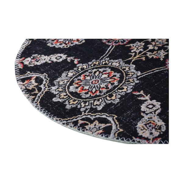Черен миещ се кръгъл килим ø 100 cm - Vitaus-image-2