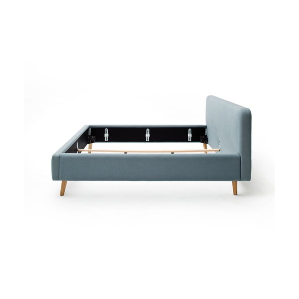 Сиво-синьо двойно легло 140x200 cm тапицирано без ламелно дъно Mattis – Meise Möbel-image-4