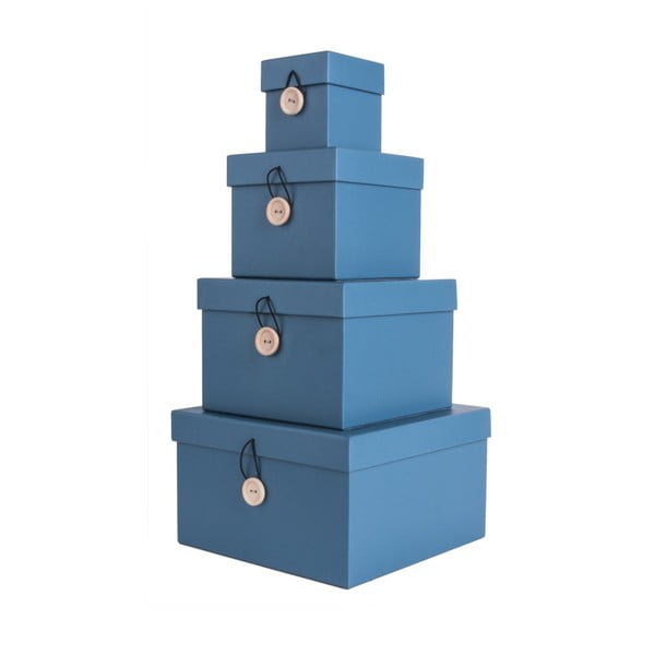 Комплект от 4 сини кутии за съхранение с капак Uniform - PT LIVING