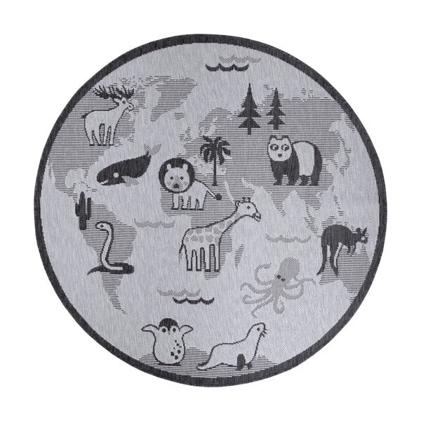 Сив кръгъл килим ø 120 cm Animal World - Hanse Home