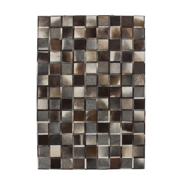 Šedo-hnědý kožený koberec Eclipse,120x170cm