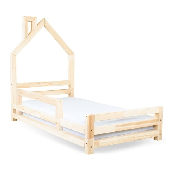 Tyrkysová bočnice z borovicového dřeva k posteli Benlemi Safety, délka 90 cm-image-2