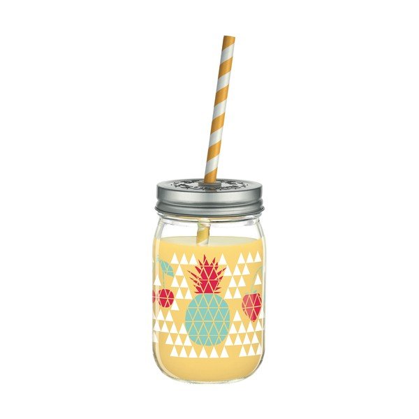 Sklenice s víčkem a brčkem Ritzenhoff Kathrin Stockebrand Pineapple, 445 ml