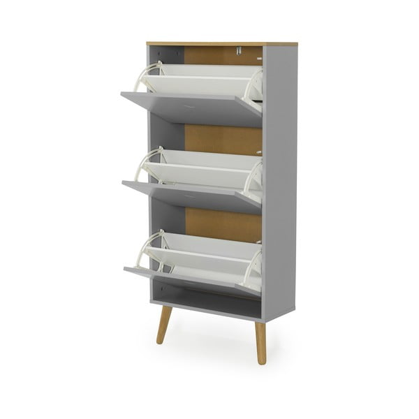 Сива етажерка за обувки с крака от дъбово дърво с 3 копчета Dot - Tenzo-image-3