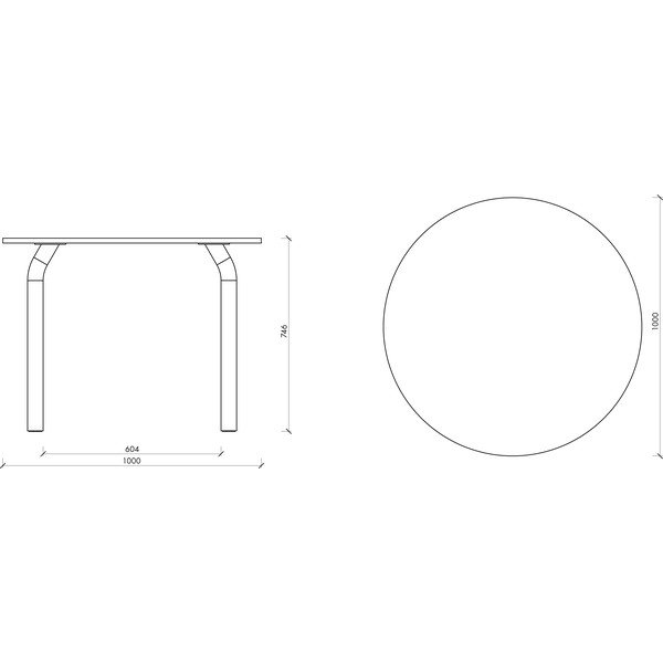 Кръгла трапезна маса с дъбов плот ø 100 cm Meko – noo.ma-image-3