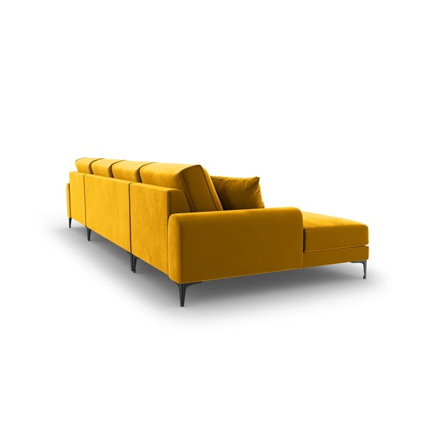 Жълт кадифен U-образен диван Madara - Mazzini Sofas-image-3