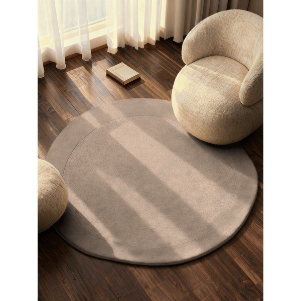 Бежов ръчно изработен кръгъл килим със смес от вълна ø 160 cm Kari Organic – Villeroy&Boch-image-1