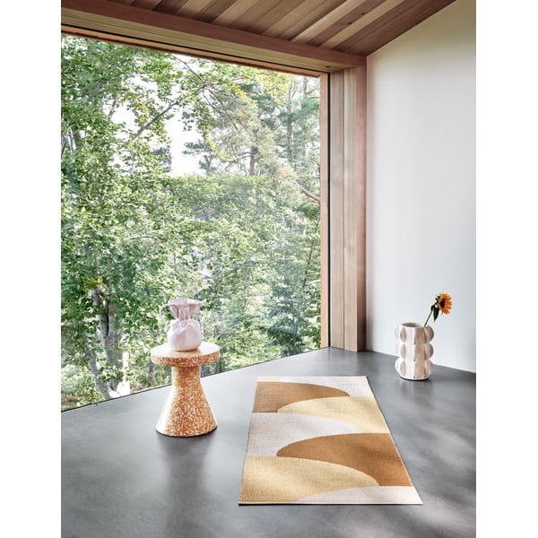 Килим за открито и закрито в цвят жълта охра 70x90 cm Hill Ochre Pale Yellow – Pappelina-image-3