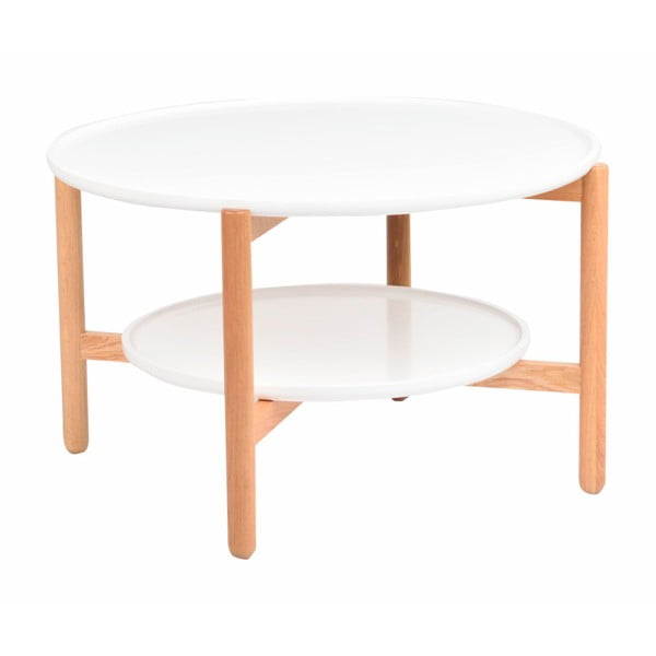 Bílý dubový stolek Folke Wendigo, ⌀ 80 cm