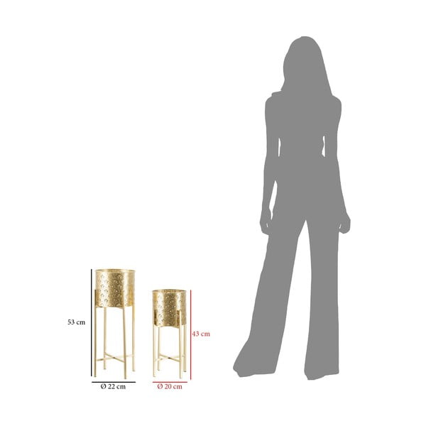 Комплект от 2 стойки за саксии в златисто, височина 52 cm Golvy - Mauro Ferretti-image-2