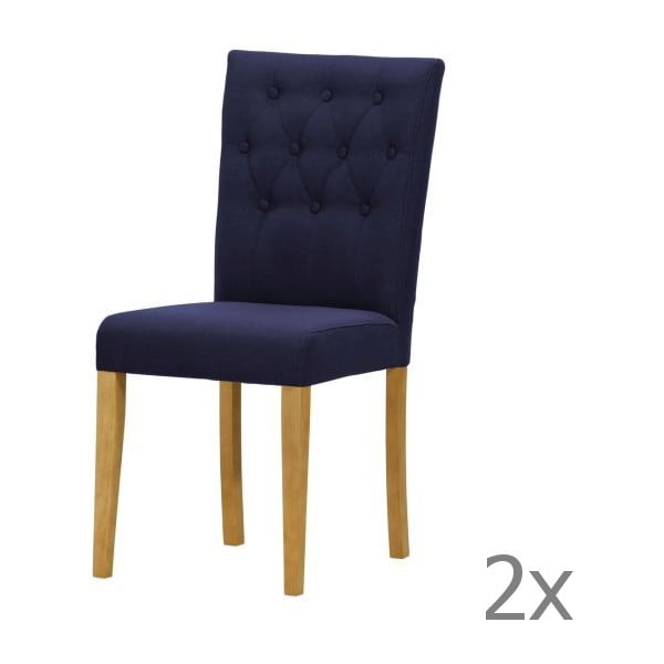 Sada 2 židlí Monako Etna Dark Blue, přírodní nohy