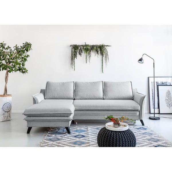 Светлосив ъглов разтегателен диван, ляв ъгъл Charming Charlie - Miuform-image-1