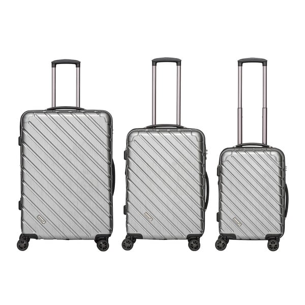 Sada 3 světle šedých cestovních kufrů Packenger Premium Koffer