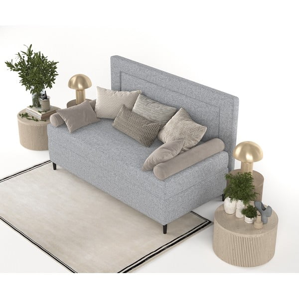 Сиво тапицирано единично легло 90x200 cm Alba – Maison de Rêve-image-3