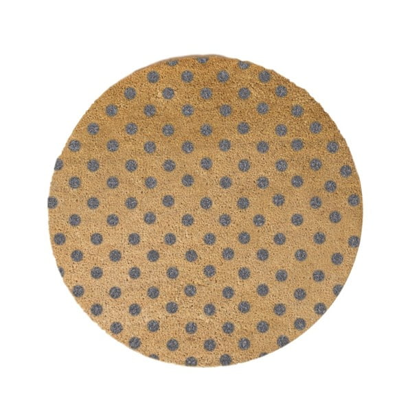 Сива кръгла постелка от естествени кокосови влакна Dots, ⌀ 70 cm - Artsy Doormats
