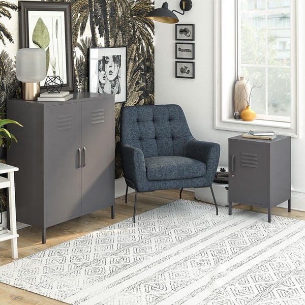 Сиво метално нощно шкафче Bradford – Støraa-image-1