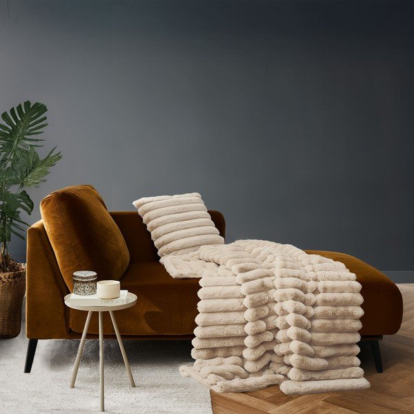 Бежово одеяло от микроплюш 180x220 cm Boudoir – douceur d'intérieur-image-1