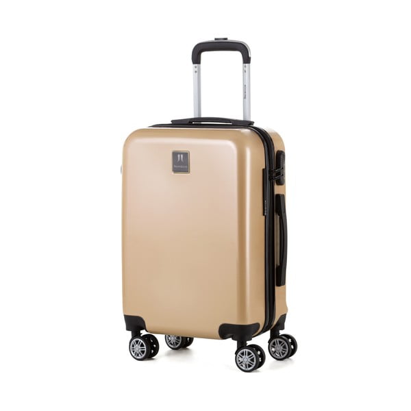 Куфар за пътуване в златисто със стикери Комплект стикери, 44 л - Berenice