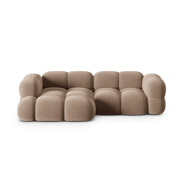 Кафяв кадифен ъглов диван (ляв ъгъл) Loretto – Cosmopolitan Design