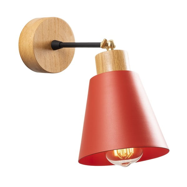 Стенна лампа в червен и естествен цвят ø 14 cm Manavgat – Opviq lights