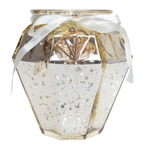 Стъклен свещник в бяло и златно Glam, ⌀ 10 cm - Ewax