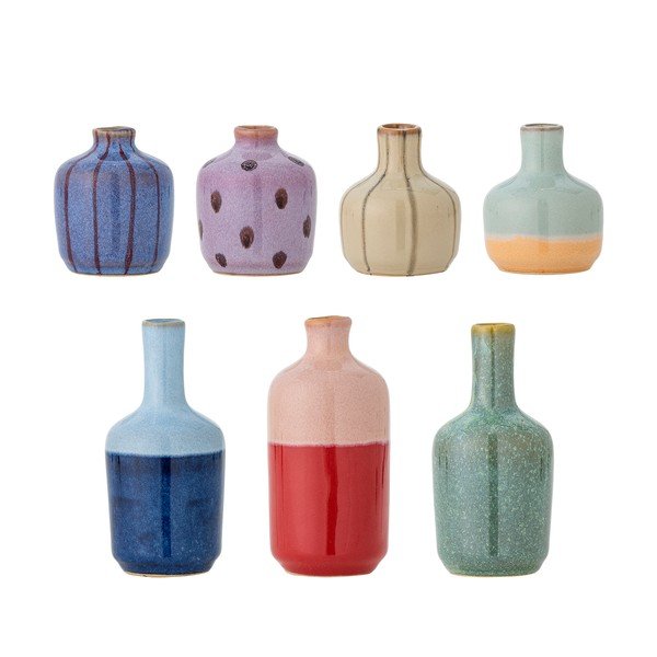 Глинени ръчно рисувани вази в комплект 7 бр. (височина 14 cm) Maien – Bloomingville